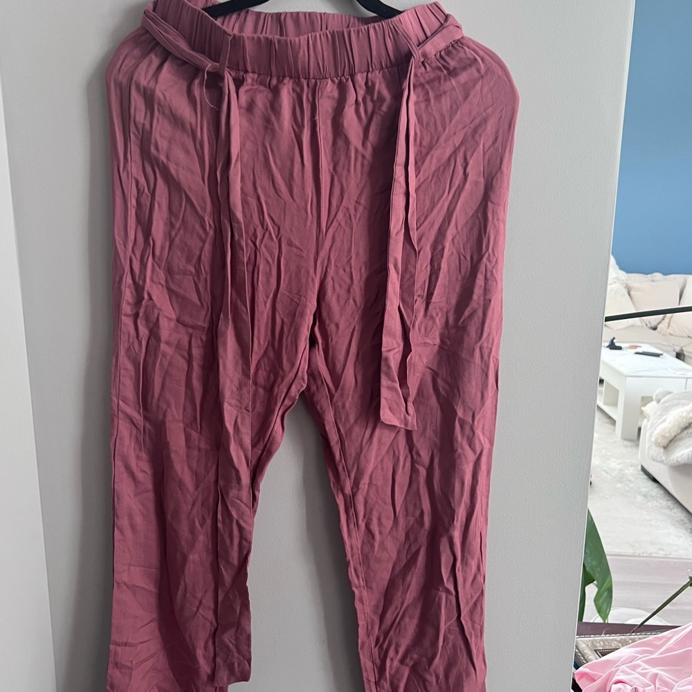 Mi Ami Pink Relaxed Trousers with Elastic Waist, Size S
